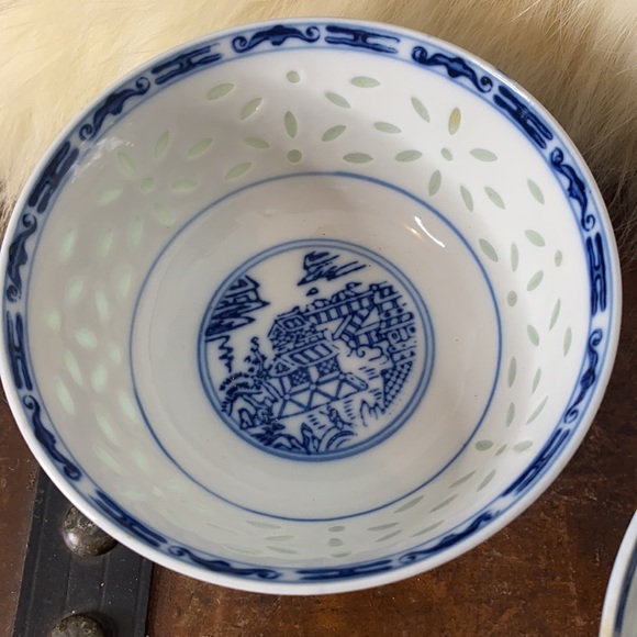 White Porcelain With Blue Design Bowls/2 - Picture 2 of 6